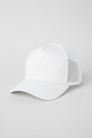 Alo Yoga District Miesten Trucker Lippis Valkoinen Valkoinen | Suomi 7196-WEGMB