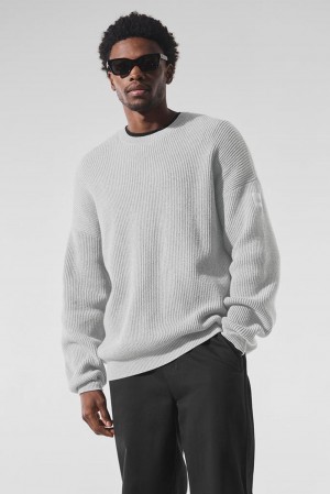 Alo Yoga Domain Rib Knit Crew Miesten Neulepuserot Harmaat | Suomi 3298-GYCAZ