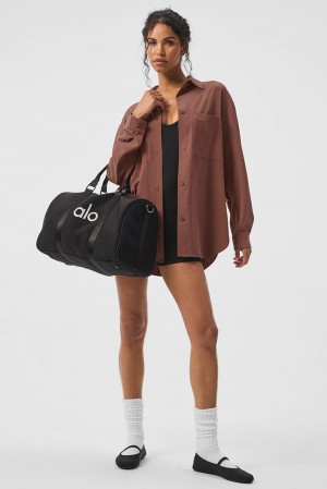 Alo Yoga Dreamscape Button Down Naisten Pitkähihainen Chestnut | Suomi 5619-RVTMD