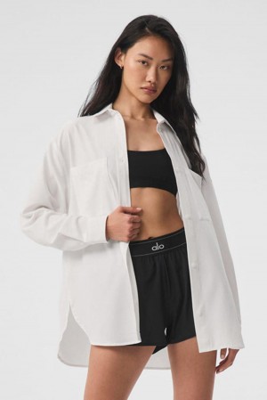 Alo Yoga Dreamscape Button Down Naisten Pitkähihainen Valkoinen | Suomi 9540-WSUQT
