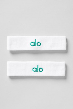 Alo Yoga Glow (2-Pack) Miesten Sweatbands Valkoinen Vihreä | Suomi 2697-KRQAZ