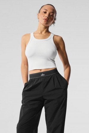 Alo Yoga Goddess Ribbed Go-To Naisten Juoksupaidat Valkoinen | Suomi 9573-ZMVCJ