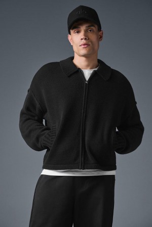 Alo Yoga Heritage Full Zip Miesten Neulepuserot Mustat | Suomi 9563-CAIQX