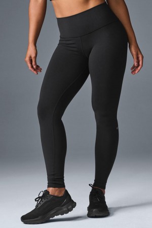 Alo Yoga High-Waist Airbrush Naisten Leggings Mustat | Suomi 7912-VCDEB