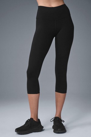 Alo Yoga High-Waist Airbrushris Naisten Leggings Mustat | Suomi 8130-HXFEZ