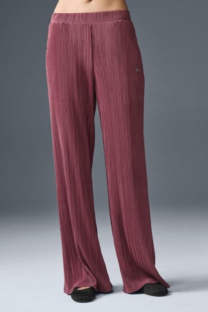 Alo Yoga High-Waist Micro Plisse Straight Leg Naisten Housut Viininpunainen | Suomi 4536-OEKLN