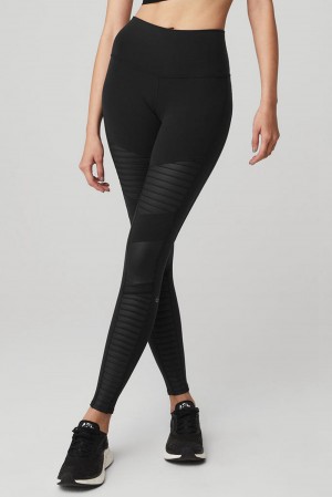 Alo Yoga High-Waist Motos Naisten Leggings Mustat Mustat | Suomi 5028-NBPKO
