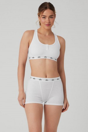 Alo Yoga Icon Ribbed Henley Naisten Urheiluliivi Valkoinen | Suomi 2078-TQRPD
