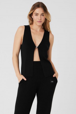 Alo Yoga Knit Salana Naisten Juoksupaidat Mustat | Suomi 8302-IFECW