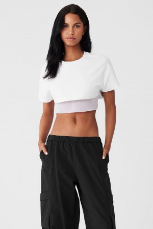 Alo Yoga Made You Look Cropped Short Sleeve Naisten Juoksupaidat Valkoinen | Suomi 5846-YACHR