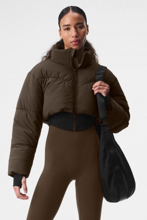 Alo Yoga Main Act Corset Naisten Puffer Takki Mustat | Suomi 8156-GIFHN