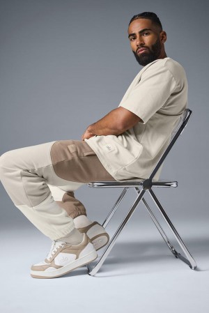 Alo Yoga Make Waves Miesten Collegehousut Ivory / Bone / Gravel | Suomi 6231-BUJTF