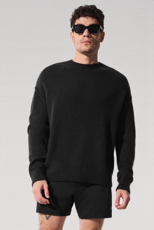 Alo Yoga New Class Cashmere Crewneck Miesten Neulepuserot Mustat | Suomi 2754-IHYKU