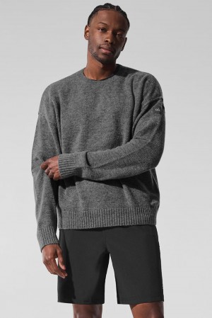 Alo Yoga New Class Cashmere Crewneck Miesten Neulepuserot Platina Harmaat | Suomi 6592-CKFYG