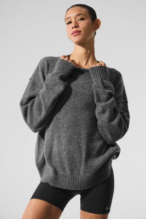 Alo Yoga New Class Cashmere Crewneck Naisten Neulepuserot Platina Harmaat | Suomi 7502-SCLTR