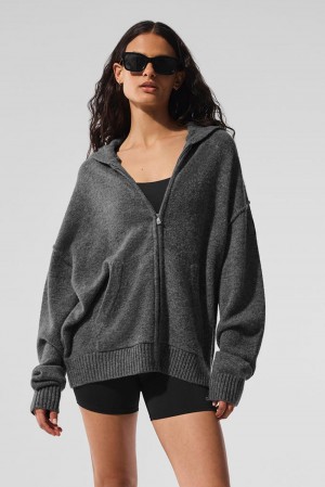 Alo Yoga New Class Cashmere Full Zip Naisten Huppari Platina Harmaat | Suomi 9187-KGCEZ