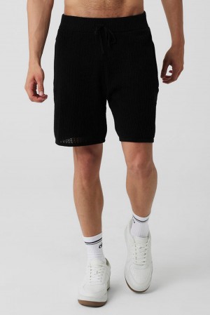Alo Yoga Open-Knit Miesten Shortsit Mustat | Suomi 1389-HSGPL