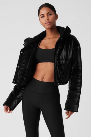 Alo Yoga Orion Cropped Naisten Puffer Takki Mustat | Suomi 5602-CNZJX