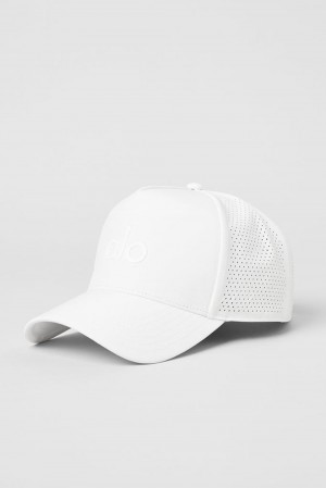 Alo Yoga Performance District Miesten Trucker Lippis Valkoinen | Suomi 0623-OHBQS