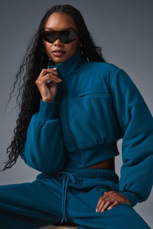 Alo Yoga Polar Fleece Cropped Wintry Mix Naisten Takit Sininen | Suomi 6093-AFEHP