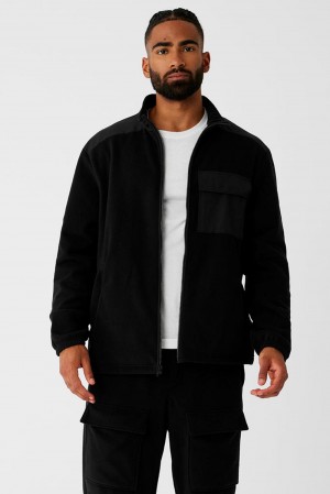 Alo Yoga Polar Fleece Ridge Full Zip Miesten Takit Mustat | Suomi 9632-WSHEB