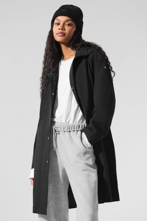 Alo Yoga Rain Or Shine Naisten Long Coat Mustat | Suomi 2063-NDREL