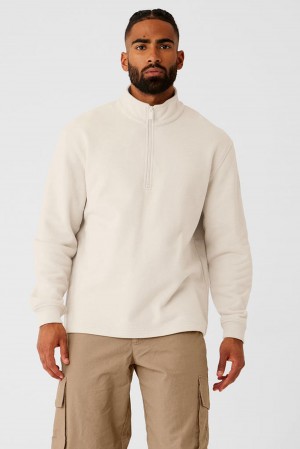 Alo Yoga Renown Heavy Weight 1/4 Zip Miesten Huppari Bone | Suomi 4396-CAGHE