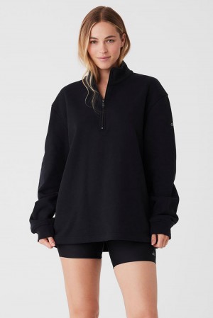 Alo Yoga Renown Heavy Weight 1/4 Zip Naisten Huppari Mustat | Suomi 4736-YEKZA