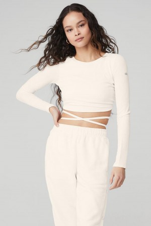 Alo Yoga Ribbed Manifest Naisten Pitkähihainen Ivory | Suomi 5683-ANGOV