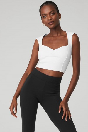 Alo Yoga Ribbed Sweetheart Naisten Short Sleeve Valkoinen | Suomi 4501-RVUWI