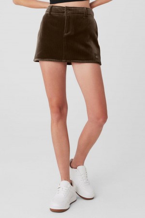 Alo Yoga Ribbed Velour Baller Mini Naisten Hameet Macchiato | Suomi 4510-LHPBR