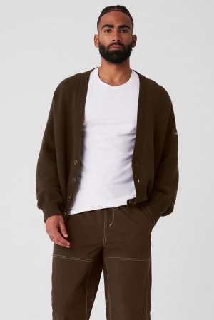 Alo Yoga Scholar Cardigan Miesten Neulepuserot Espresso | Suomi 8650-QAPJK