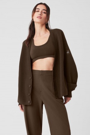 Alo Yoga Scholar Cardigan Naisten Neulepuserot Espresso | Suomi 0918-KOAIW