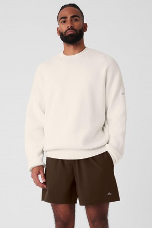 Alo Yoga Scholar Crew Neck Miesten Neulepuserot Ivory | Suomi 1623-EQPMX