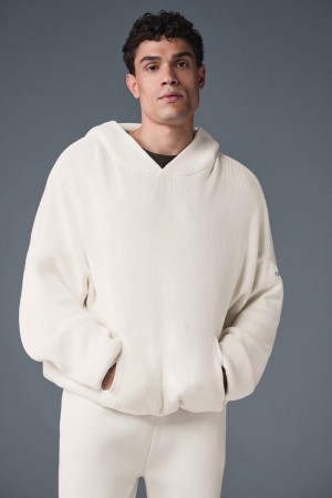 Alo Yoga Scholar Hooded Miesten Neulepuserot Ivory | Suomi 7356-LRIUF
