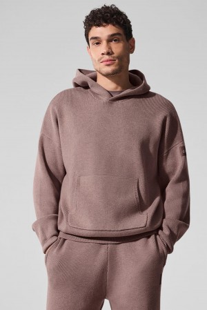 Alo Yoga Scholar Hooded Miesten Neulepuserot Mushroom Heather | Suomi 2864-MELXO