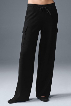 Alo Yoga Scholar Knit High-Waist Cargo Naisten Housut Mustat | Suomi 2583-BMWCF