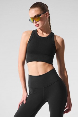 Alo Yoga Seamless Delight High Neck Naisten Urheiluliivi Mustat | Suomi 1852-MWUYD