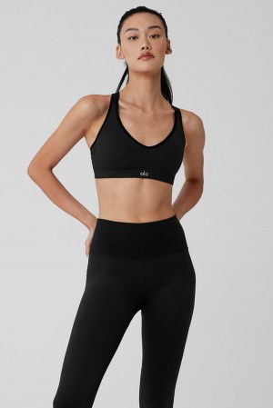 Alo Yoga Seamless Ribbed Favorite Naisten Urheiluliivi Mustat | Suomi 1328-KJYLQ