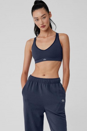 Alo Yoga Seamless Ribbed Favorite Naisten Urheiluliivi Laivastonsininen | Suomi 4102-GFVXY