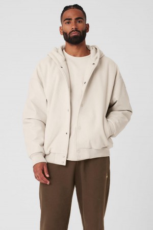 Alo Yoga Select Hooded Bomber Miesten Takit Bone | Suomi 9587-QFCMN