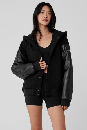Alo Yoga Select Hooded Bomber Naisten Takit Mustat | Suomi 5246-ISXYL