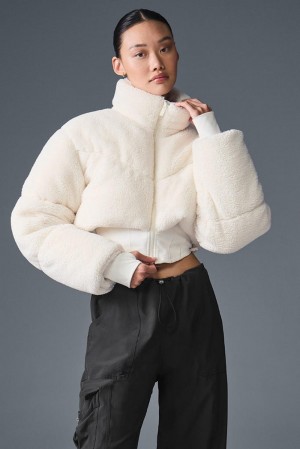 Alo Yoga Sherpa Main Act Corset Naisten Puffer Takki Ivory | Suomi 3281-LABGM