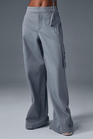 Alo Yoga Show Off Cargo Wide Leg (Long) Naisten Housut Harmaat | Suomi 6024-GFNBT