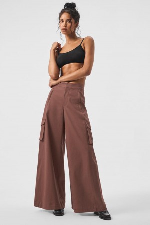 Alo Yoga Show Off Cargo Wide Leg Naisten Housut Chestnut | Suomi 4763-PELJM