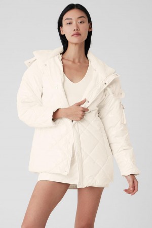 Alo Yoga Snomoto Naisten Puffer Takki Ivory | Suomi 0983-TJBAY