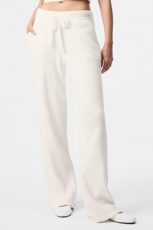 Alo Yoga Snuggle Up Sweater High-Waist Wide Leg Naisten Housut Ivory | Suomi 0745-TXIWK