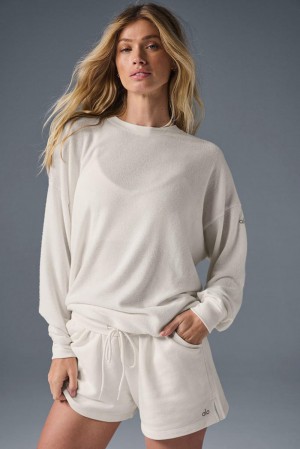 Alo Yoga Soho Naisten Villapusero Ivory | Suomi 8324-LDYBJ