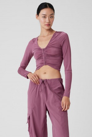 Alo Yoga Standout Naisten Pitkähihainen Soft Mulberry | Suomi 5712-KRGAT
