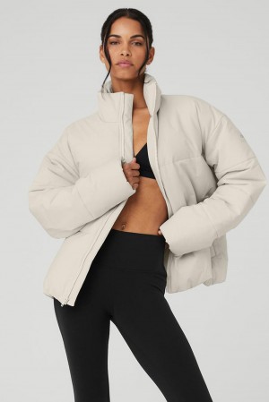 Alo Yoga Stretch Woven Street Naisten Puffer Takki Bone | Suomi 6724-CVPAM